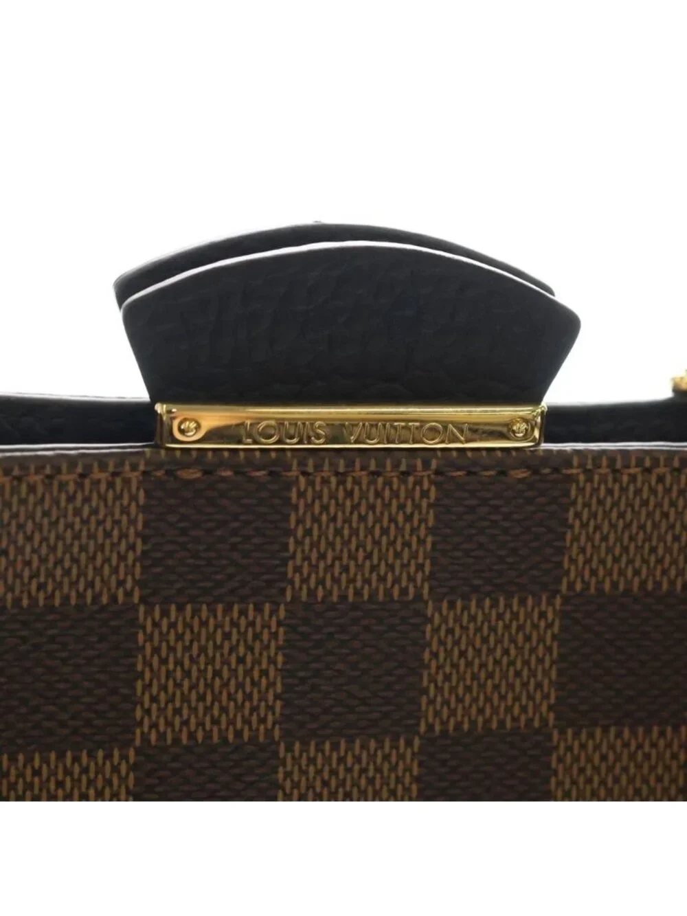 Louis Vuitton Damier Brittany 2-Way Shoulder Bag Brown Black Noir Leather Gold